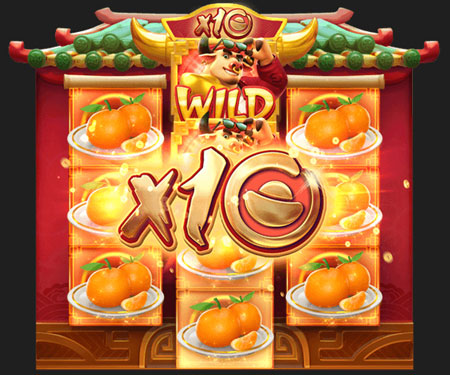 สัญลักษณ์ Wild ยึดตำแหน่งบนเพลาทั้งหมด จะคูณเงินรางวัลด้วย x10