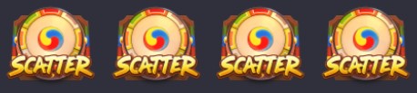 ฟีเจอร์การหมุนฟรี สัญลักษณ์ Scatter 4 ตัวที่อยู่ในตำแหน่งใดๆ ก็ตามจะเริ่มฟีเจอร์การหมุนฟรี 10 รอบ